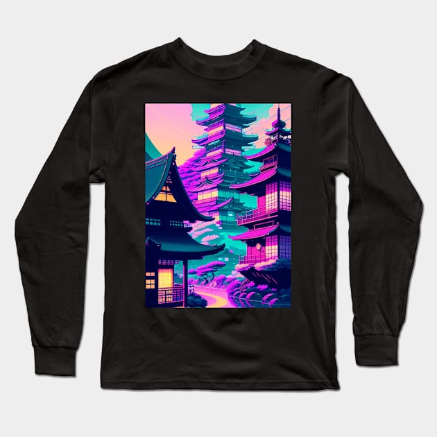 Japanese beautiful town. Long Sleeve T-Shirt by SALOX